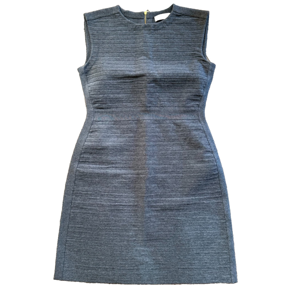 Tory Burch Simone Dress Gray Ribbed Knit Sleeveless Fit Flare Small 61280